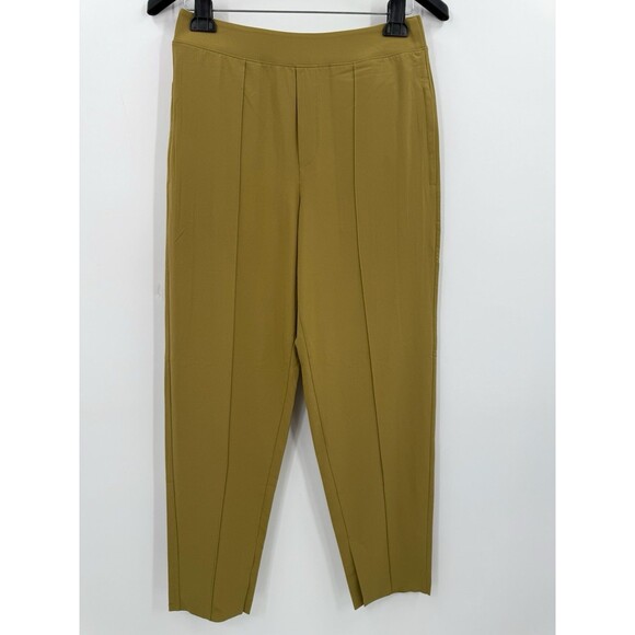Athleta Brooklyn Heights Ankle Pants 8 Slim Travel Casual Mustard Mid Rise - Picture 2 of 11